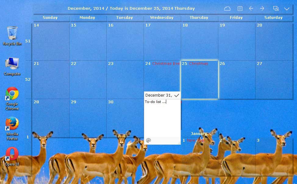 El calendario de sobremesa